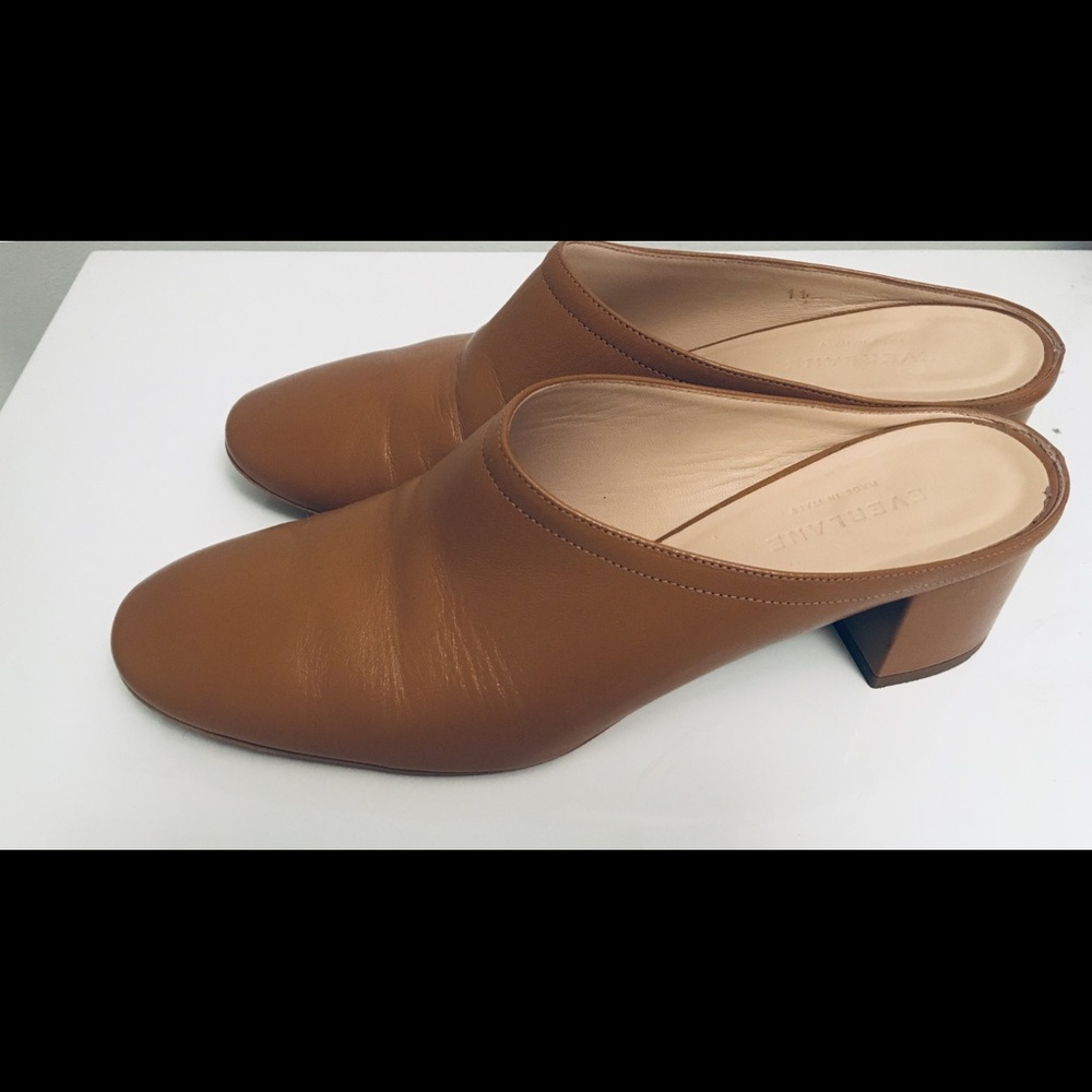 Everlane Day Heel Mules, US Size 11, Cognac